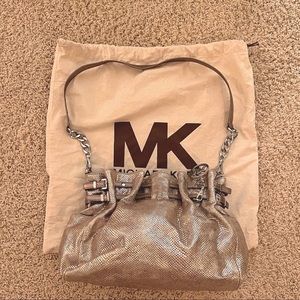 Golden bronze-gunmetal snakeskin handbag Michael Kors purse, excellent like-new